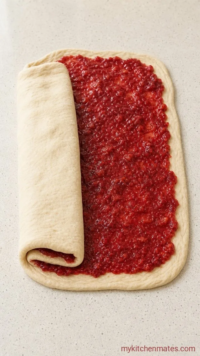 Strawberry Sourdough Bread with a Jammy Swirl Step 3: Laminate and Fold in the Filling