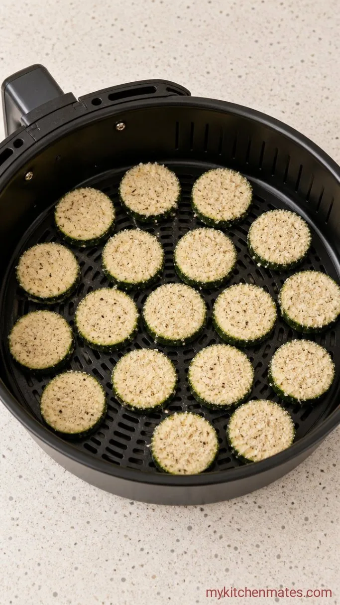 15-Minute Crispy Air Fryer Zucchini Chips Step 3: Lay Them in a Single Layer