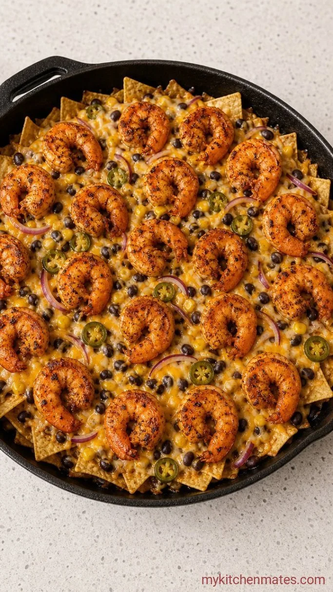 Crispy Sheet Pan Loaded Shrimp Nachos Step 3: Layer and Bake the Nachos