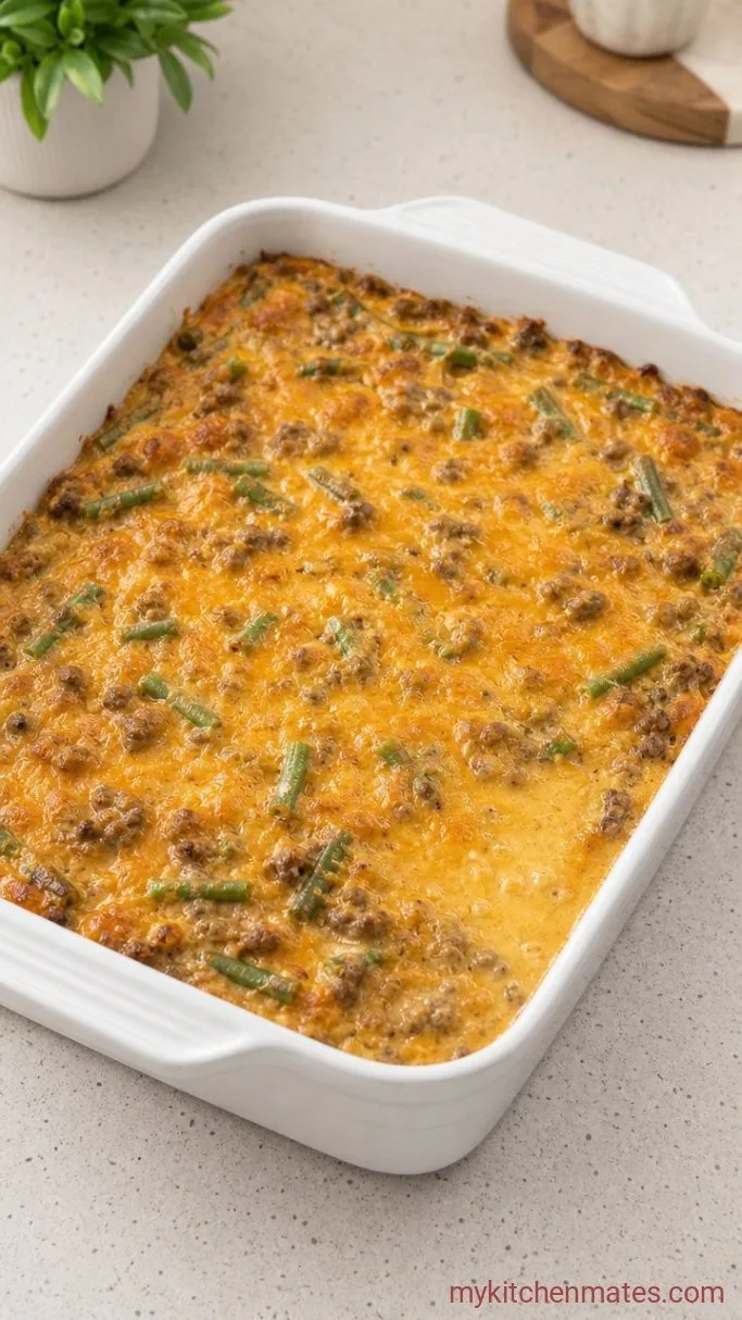 Quick and Creamy Hamburger Green Bean Casserole Step 3: Layer and Bake