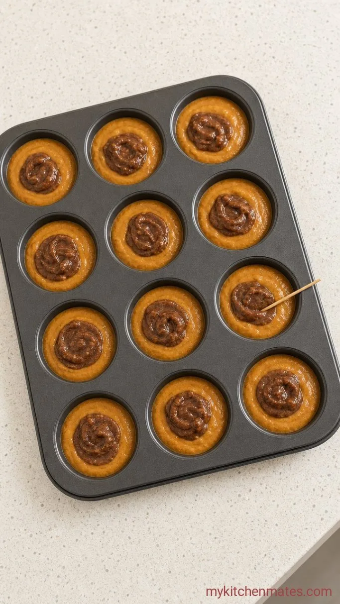 Step 3: Layer and Swirl the Muffins