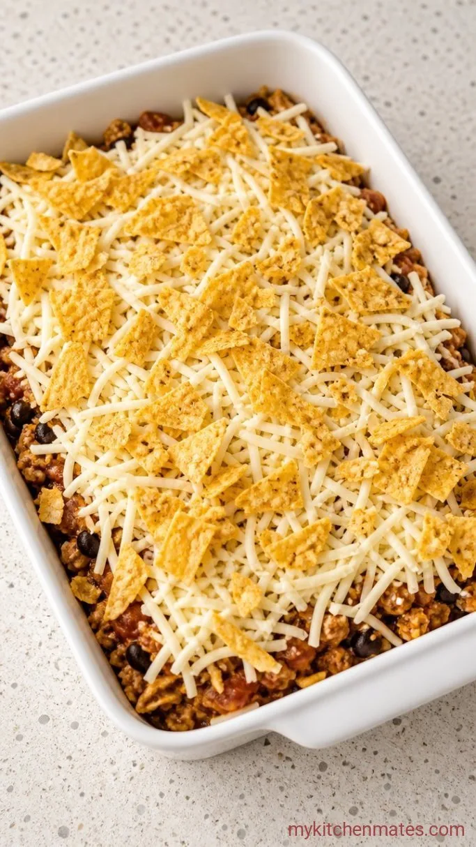 Easy Ground Turkey Taco Casserole Step 3: Layer the Casserole