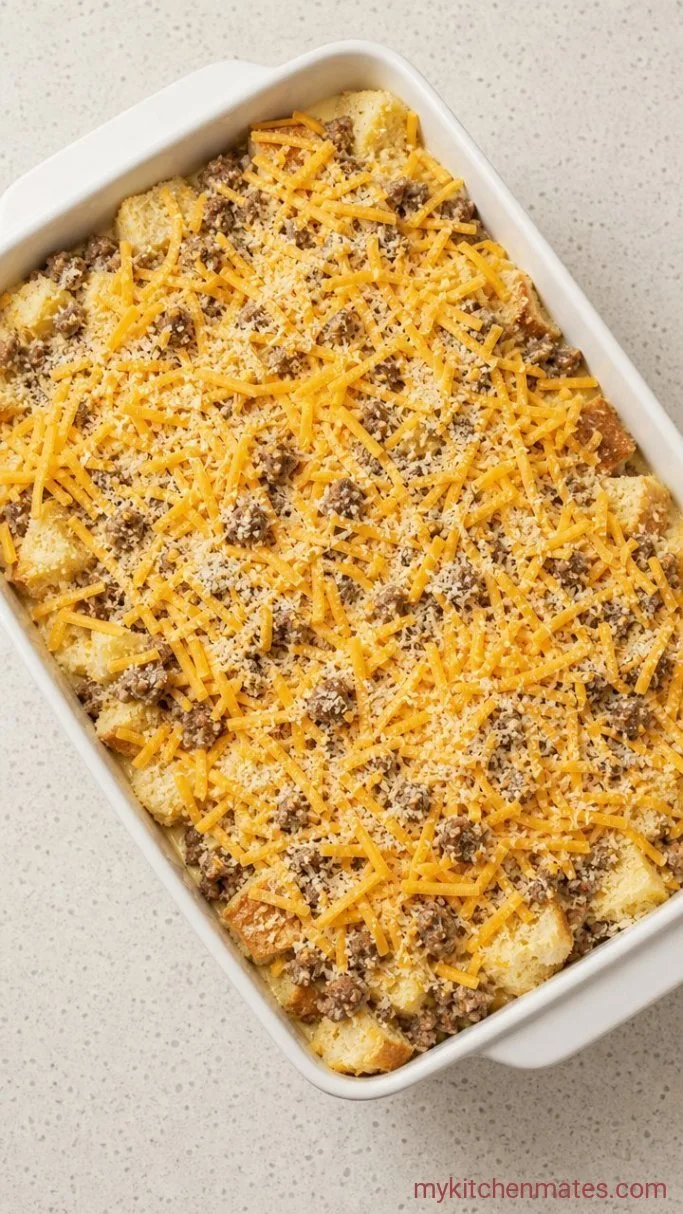 Make-Ahead Sausage Breakfast Casserole Step 3: Layer the Casserole