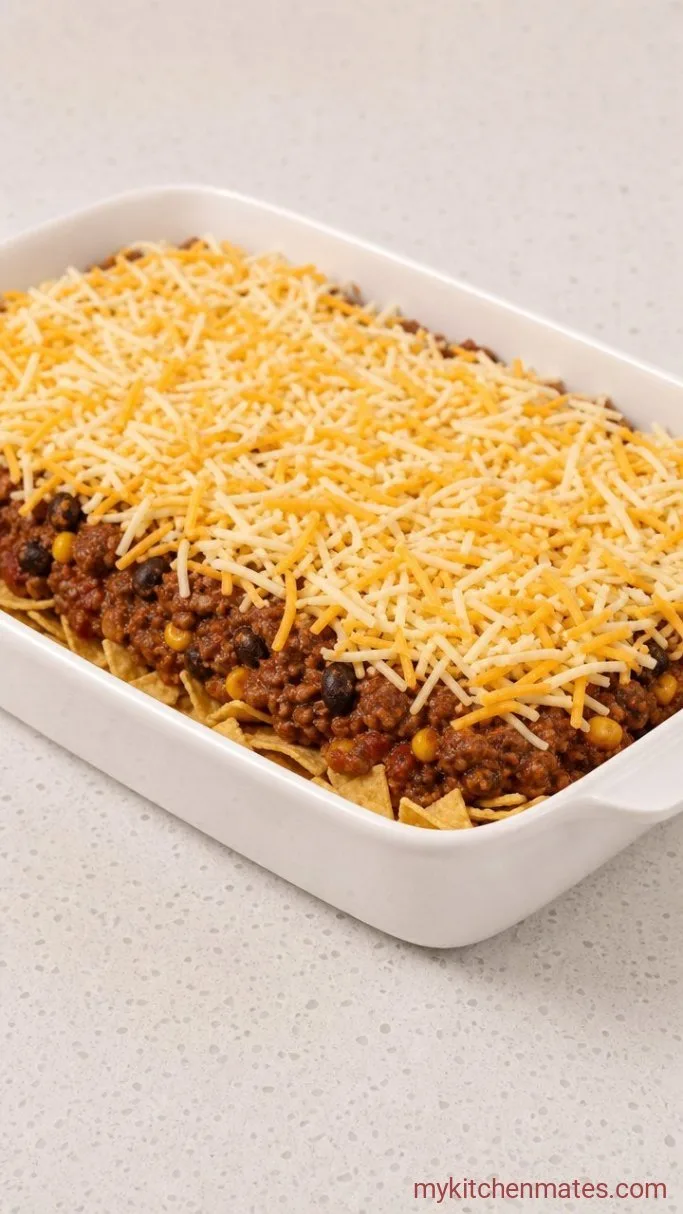 Easy Cheesy Taco Bake Casserole (Ready in 40 Minutes) Step 3: Layer the Casserole