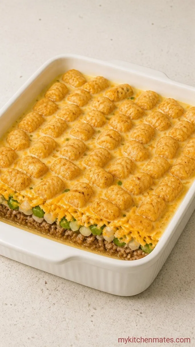 Cheesy Make-Ahead Tater Tot Egg Casserole Step 3: Layer the Casserole