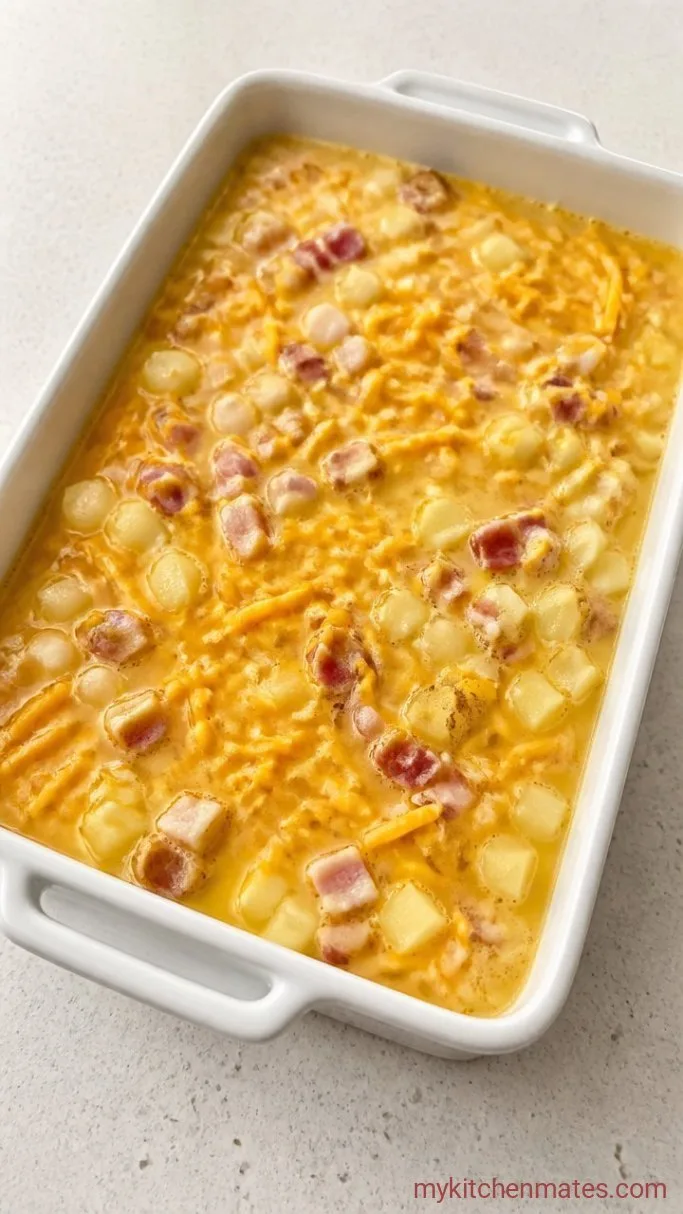 Make-Ahead Cheesy Breakfast Potato Casserole Step 3: Layer the Casserole