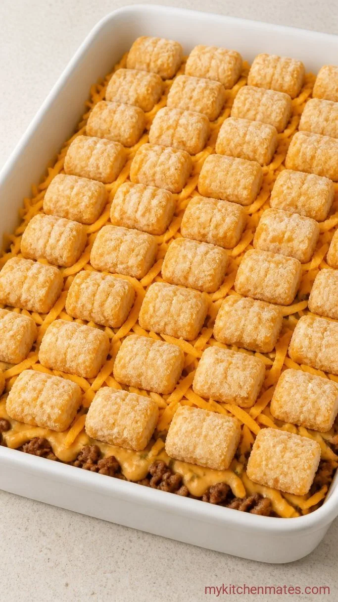 Easy Big Mac Tater Tot Casserole Step 3: Layer the Casserole