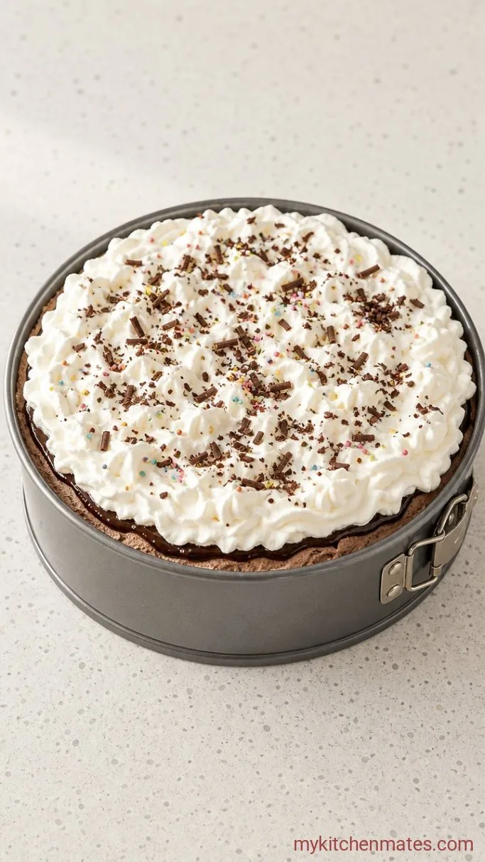 No-Bake Chocolate Ice Cream Cake Step 3: Layer the Fudge and Whipped Cream