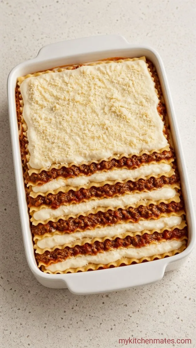 Creamy Lasagna with Bechamel Sauce (No Ricotta) Step 3: Layer the Lasagna