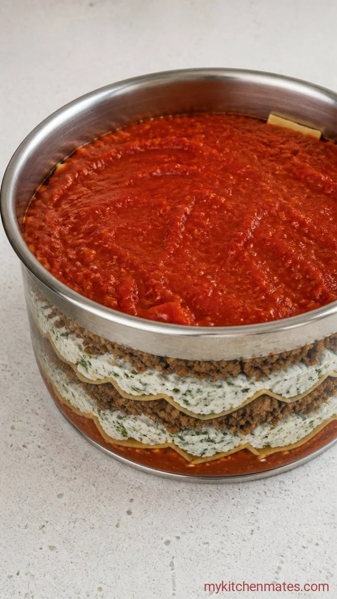 40-Minute Instant Pot Lasagna Step 3: Layer the Lasagna