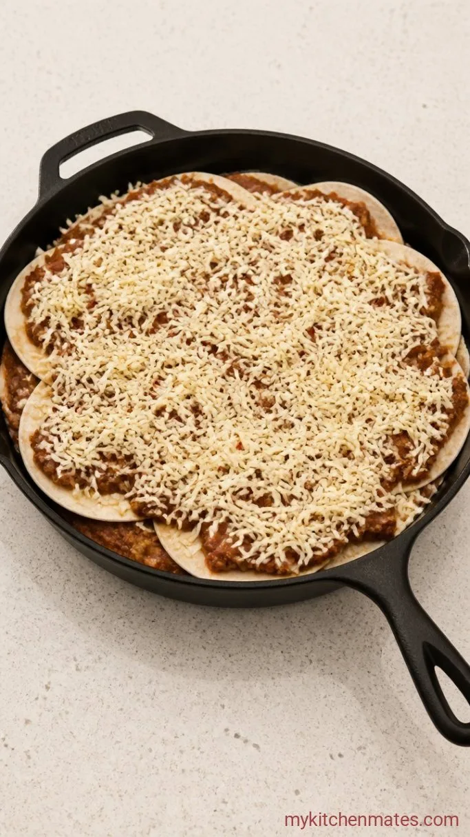 Cheesy Mexican Taco Lasagna Step 3: Layer the Lasagna