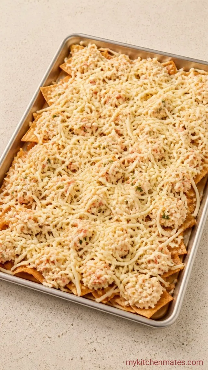 Crispy Crab Rangoon Nachos – No Folding Required Step 3: Layer the Nachos