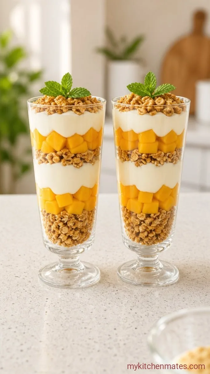 10-Minute Mango Parfait Cups Step 3: Layer the Parfaits