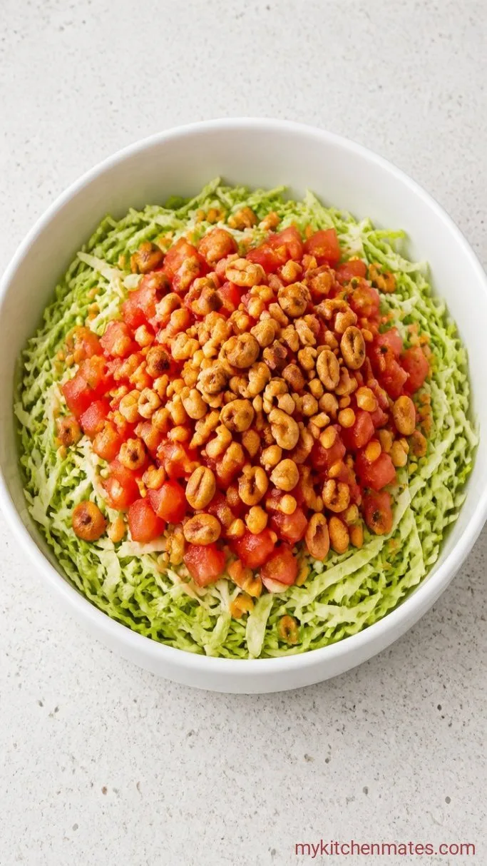 Authentic Burmese Tea Leaf Salad (Lahpet Thoke) Step 3: Layer the Salad Components