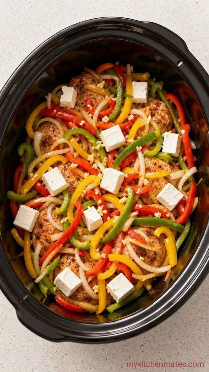 Creamy Crockpot Cajun Chicken Pasta Step 3: Layer the Slow Cooker