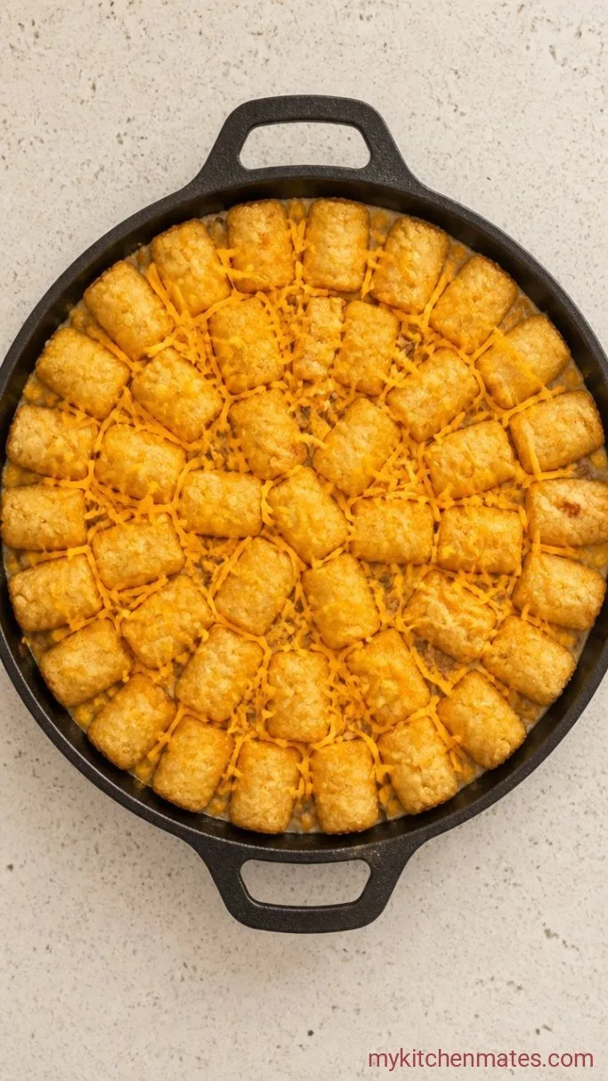 Step 3: Layer the Tots and Cheese