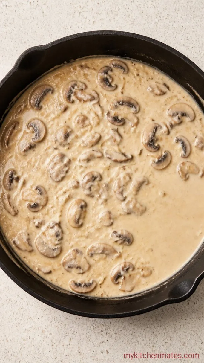 30-Minute Mushroom Alfredo Pasta Step 3: Melt in the Parmesan
