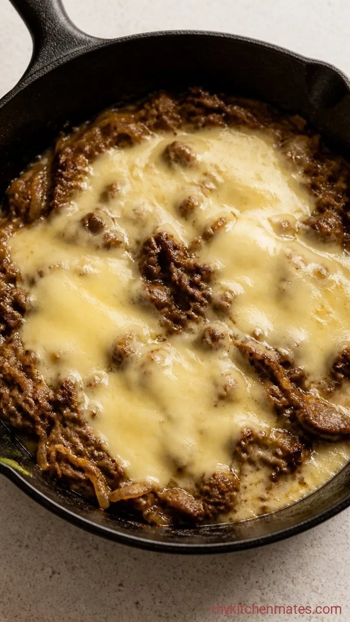 Classic Philly Cheese Steak Sandwich Step 3: Melt the Cheese over the Meat