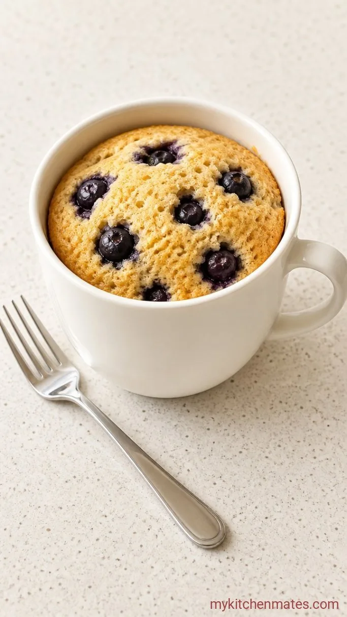 2-Minute Blueberry Mug Cake Step 3: Microwave and Serve