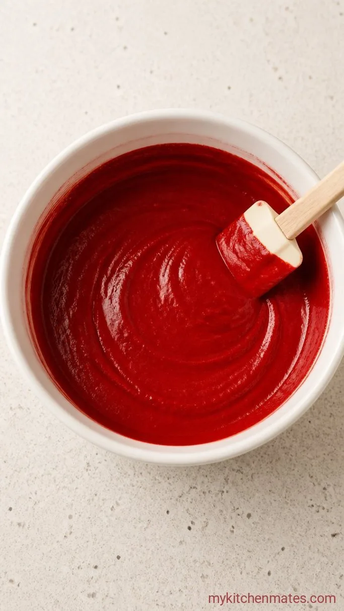 Red Velvet Bundt Cake with Cream Cheese Glaze Step 3: Mix in the Wet Ingredients and Color