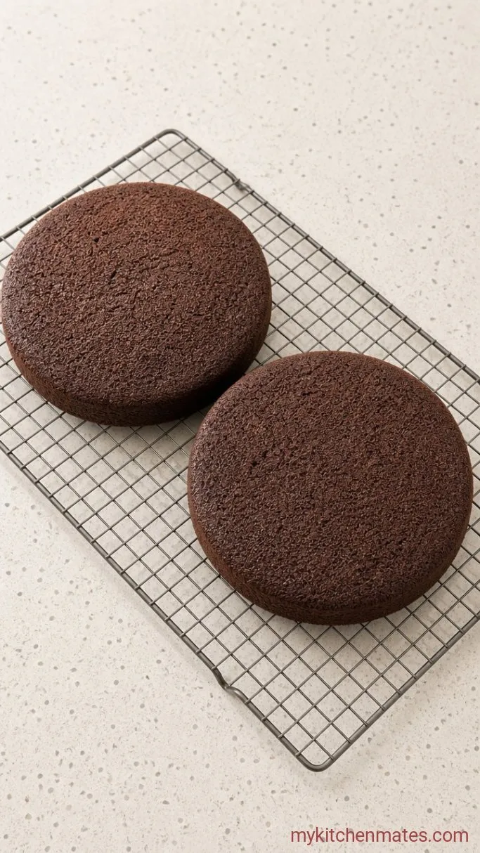 Rich Chocolate Cream Cake with Whipped Cream Frosting Step 3: Mix the Batter and Bake the Layers