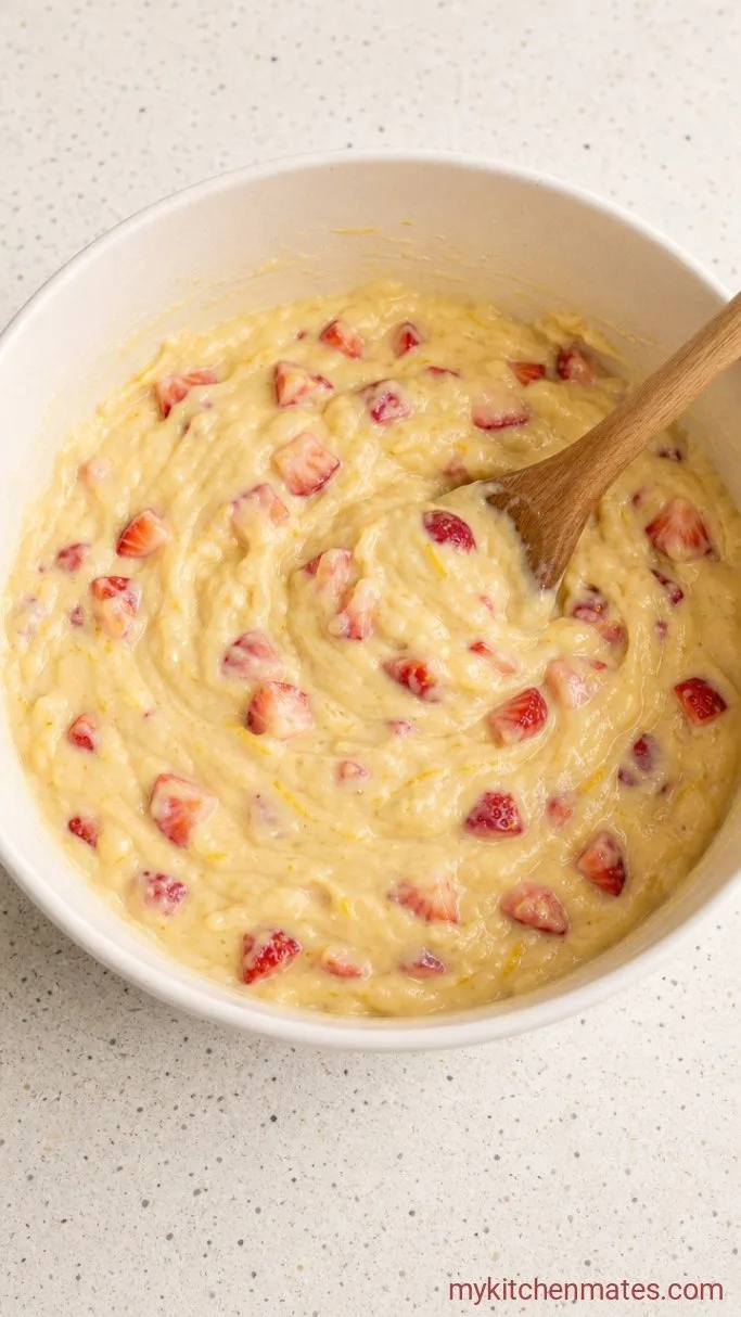 Easy One-Bowl Sourdough Strawberry Cake with Lemon Glaze Step 3: Mix the Batter