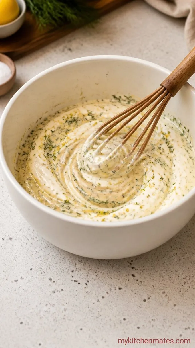 Creamy Shrimp Pasta Salad with Lemon and Dill Step 3: Mix the Dressing