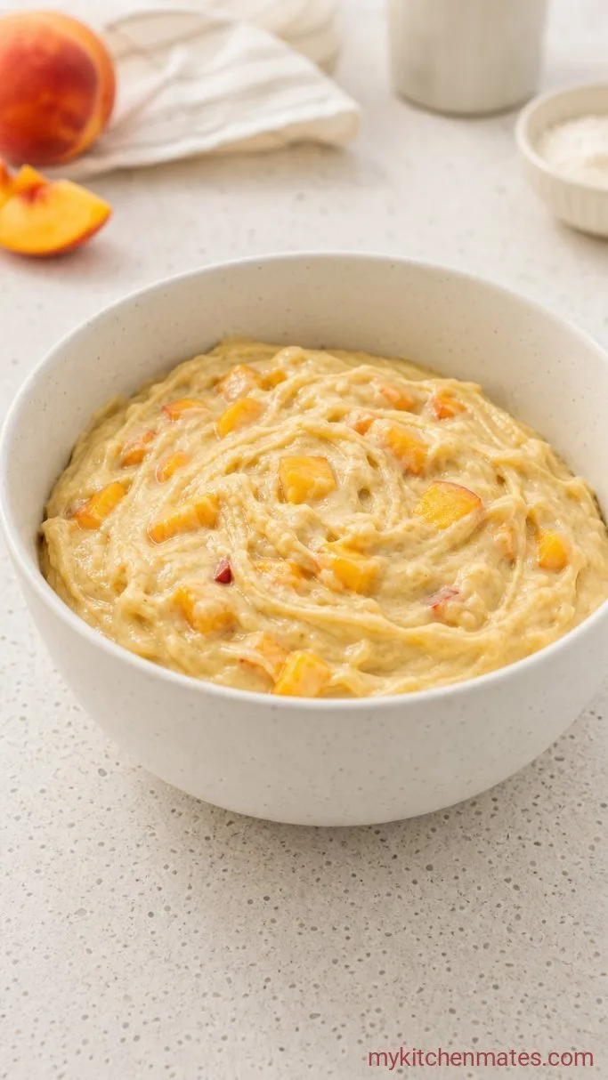 Peach Cobbler Bundt Cake with a Buttery Cinnamon Topping Step 3: Mix the Dry and Wet Ingredients