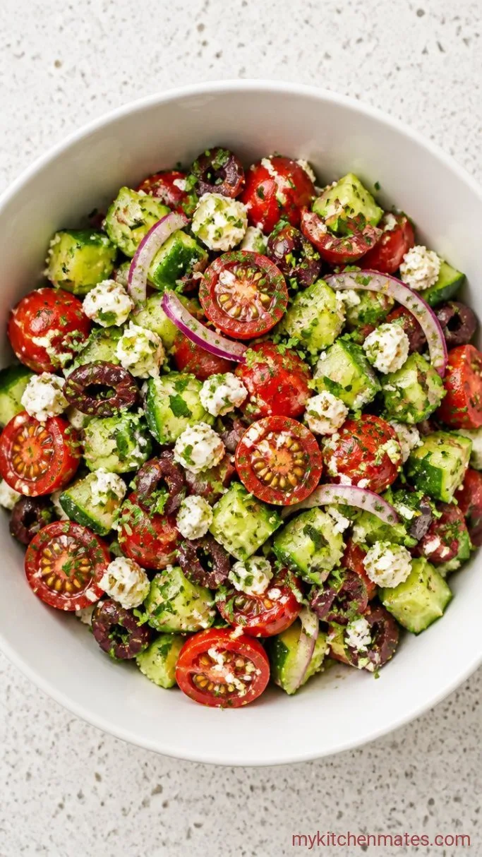Mediterranean Sweet Potatoes with Chickpeas and Feta Step 3: Mix the Topping and Dressing