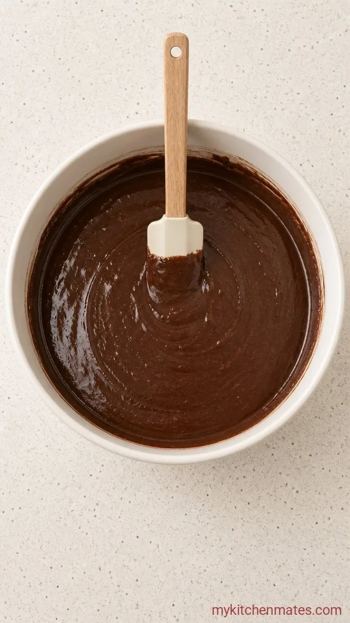 Fudgy Matilda Chocolate Cake with Dark Chocolate Frosting Step 3: Mix the Wet Batter