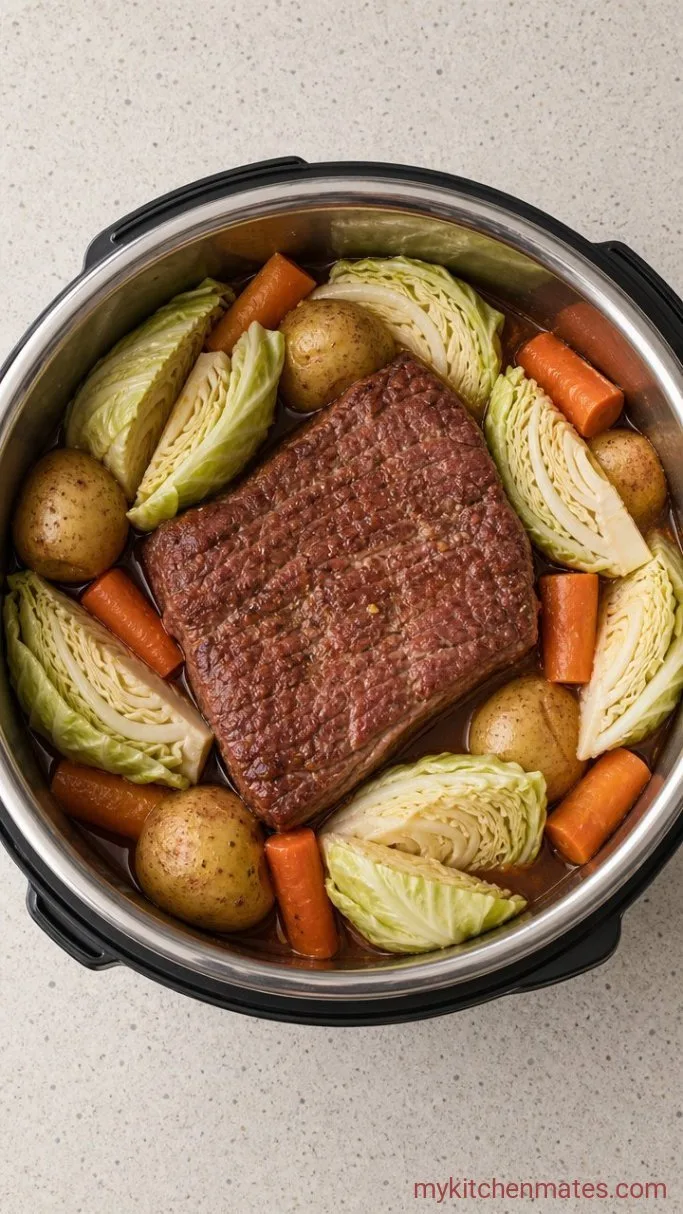 Tender Instant Pot Corned Beef and Cabbage Step 3: Nestle in the Cabbage