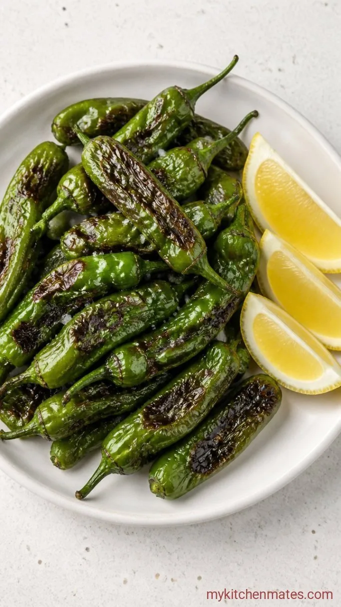 5-Minute Blistered Shishito Peppers with Flaky Salt Step 3: Pile and Season
