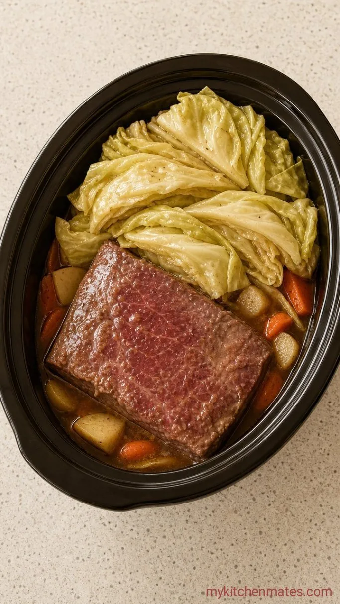 Fall-Apart Slow Cooker Corned Beef and Cabbage Step 3: Pile in the Cabbage
