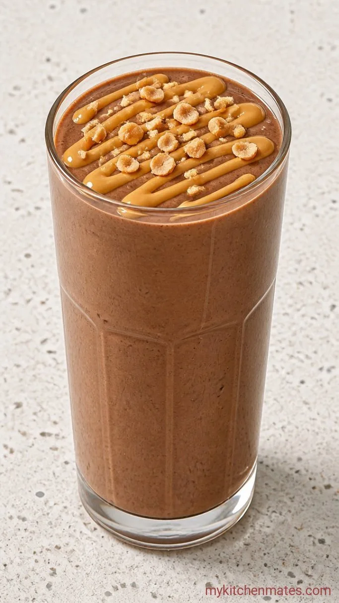 5-Minute Chocolate Peanut Butter Smoothie Step 3: Pour and Finish with a Drizzle