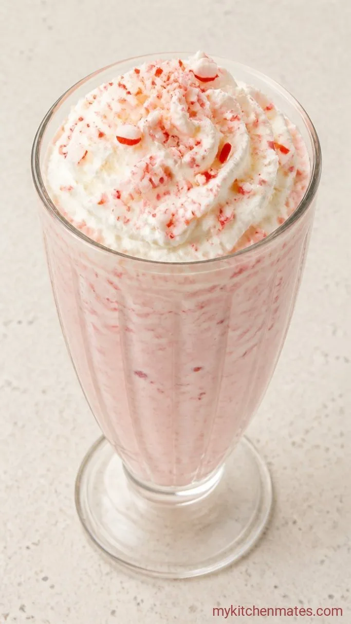 5-Minute Peppermint Candy Milkshake Step 3: Pour and Garnish