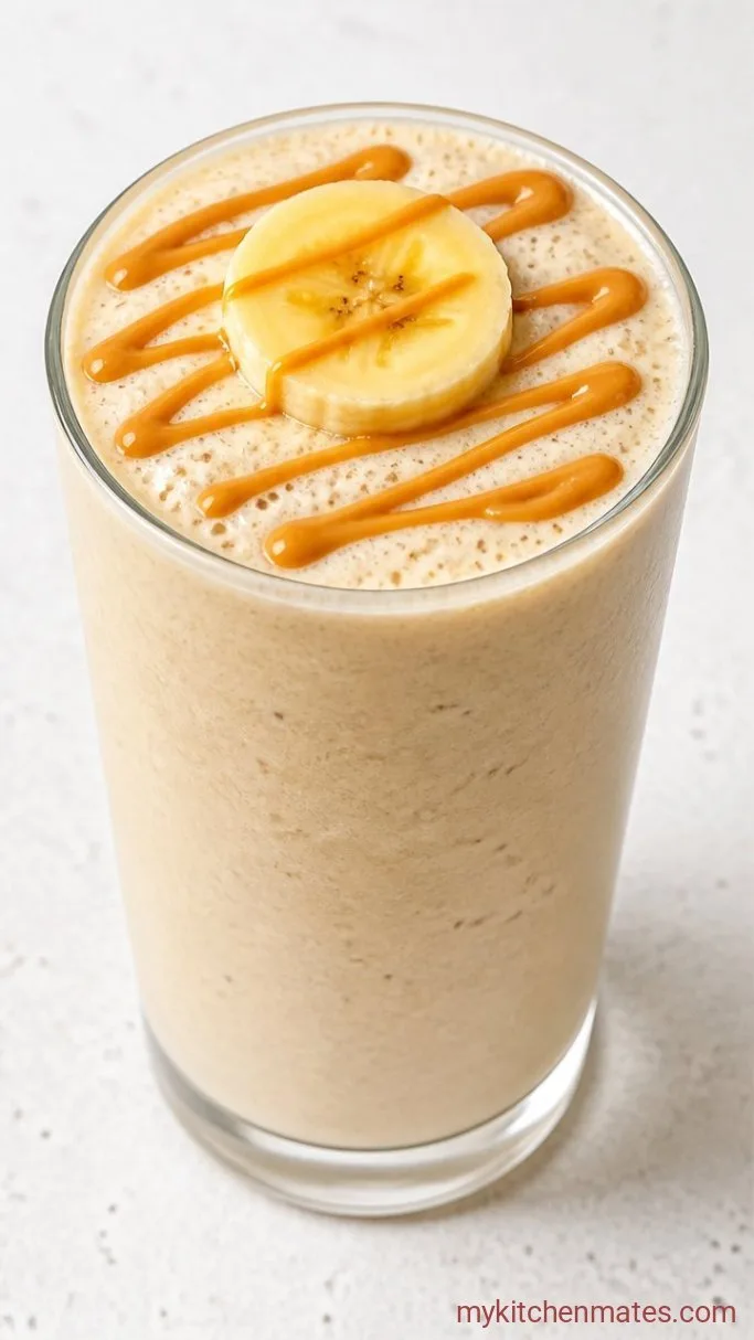 5-Ingredient Peanut Butter Banana Breakfast Smoothie Step 3: Pour and Serve Immediately