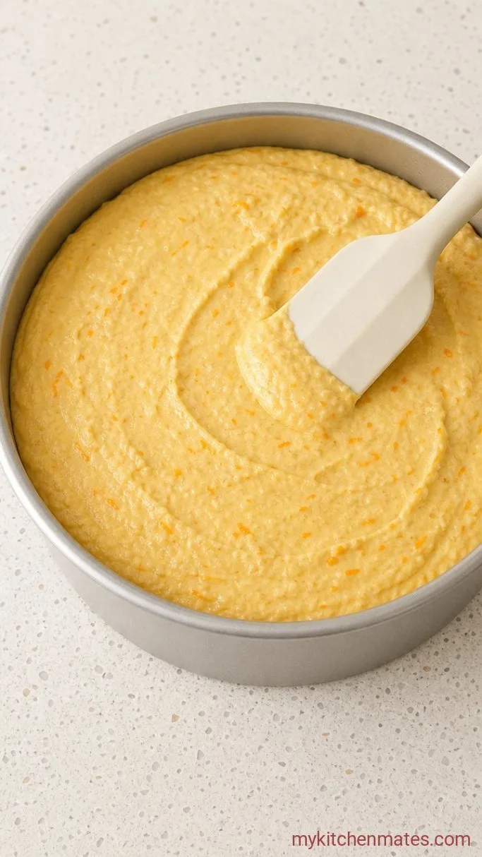 Moist Orange Ricotta Cake Step 3: Pour and Smooth the Batter