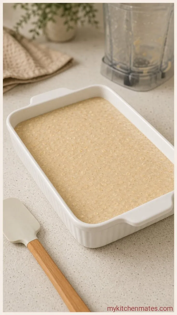 Fluffy Blender Protein Baked Oats Step 3: Pour and Smooth the Batter