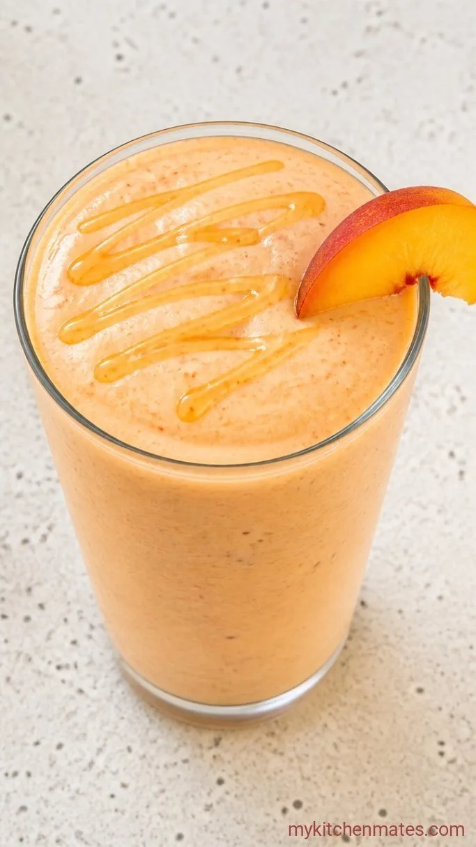 5-Minute Fresh Peach Milkshake Step 3: Pour and Top the Milkshake