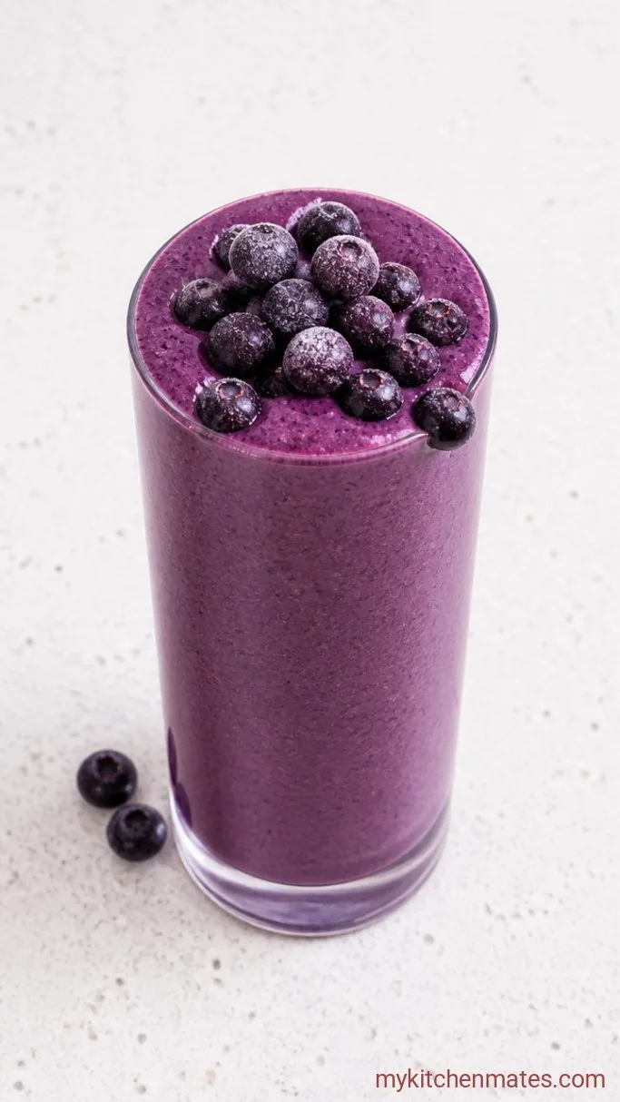 5-Minute Blueberry Protein Shake Step 3: Pour and Top with Blueberries