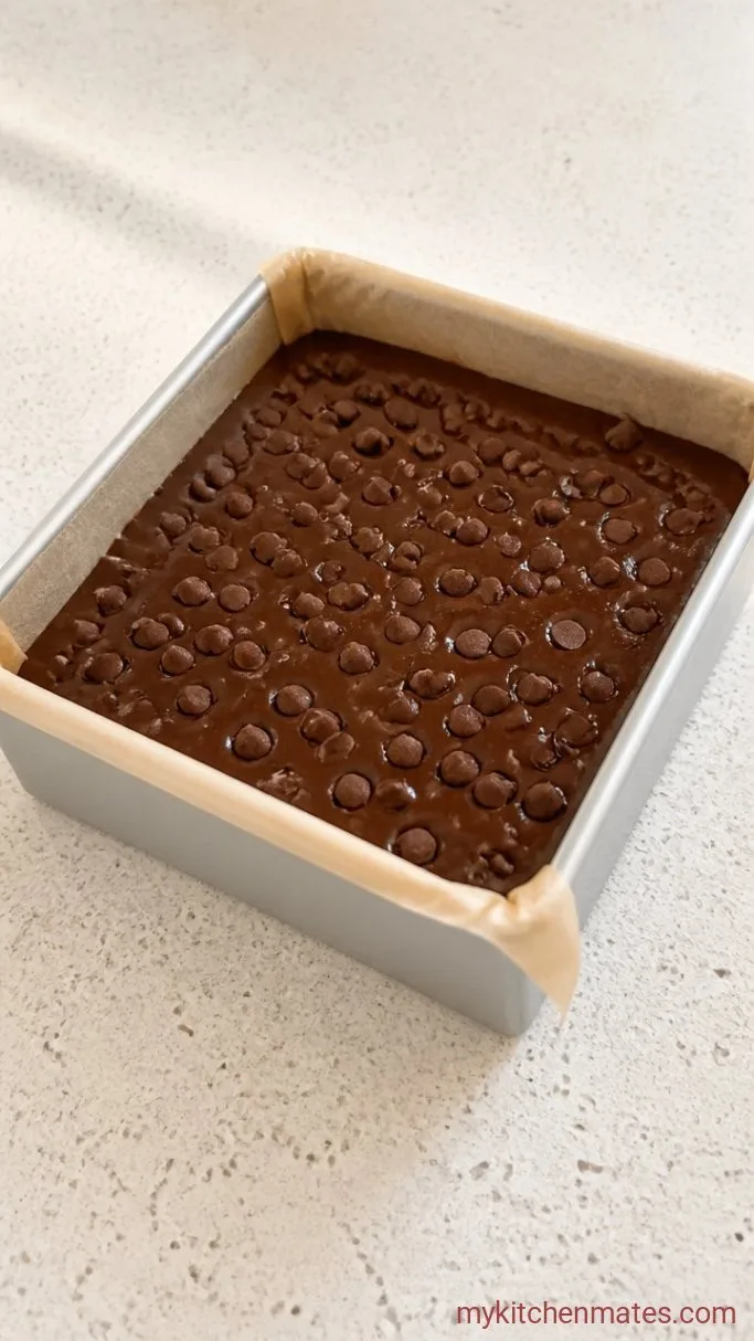 Fudgy Eggless Brownies (Ready in 40 Minutes) Step 3: Pour and Top