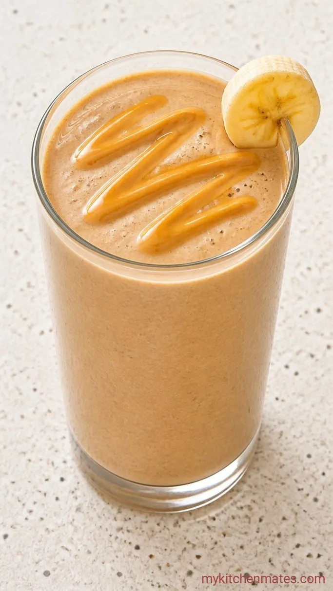5-Minute Creamy Peanut Butter Banana Smoothie Step 3: Pour and Top