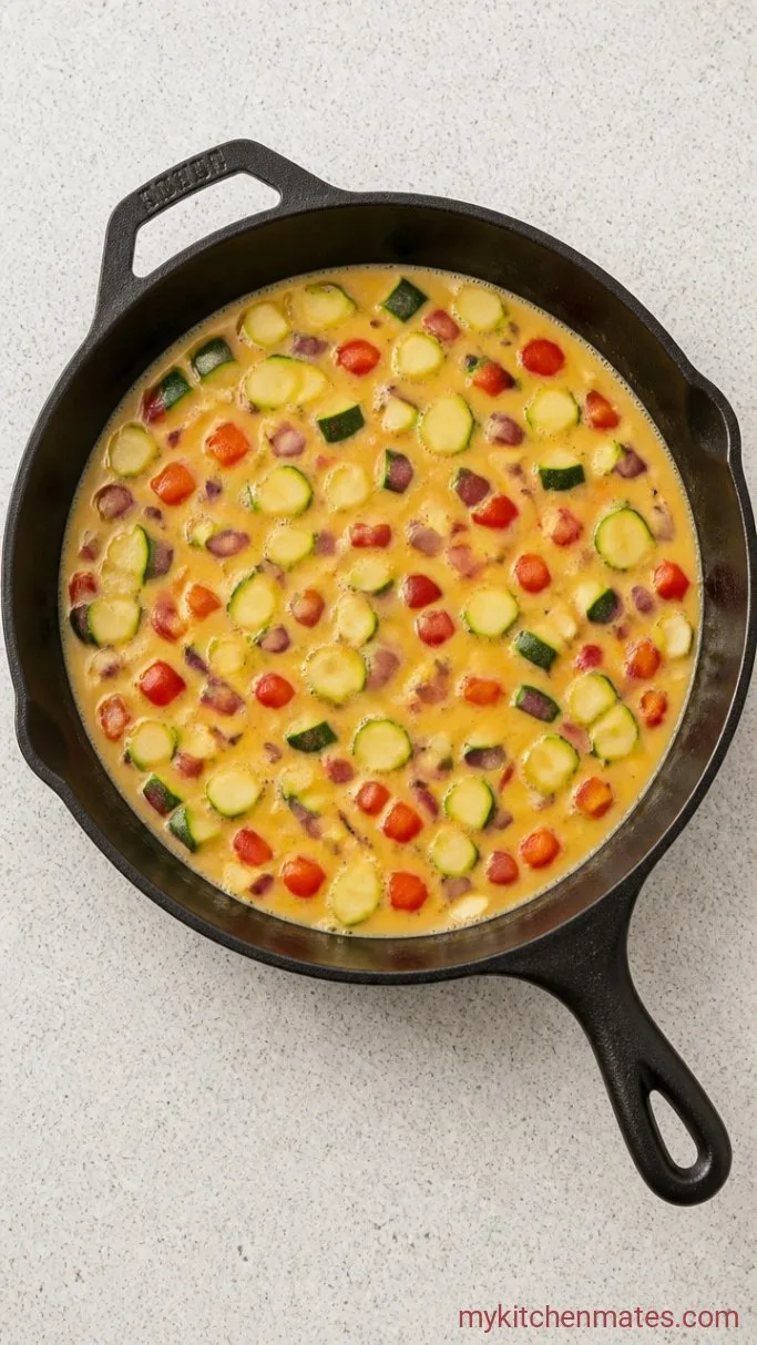 20-Minute Veggie-Packed Frittata Step 3: Pour in the Egg Mixture