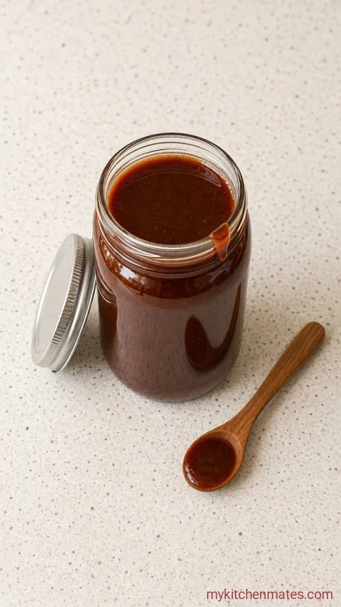 Smoky, Tangy Bourbon BBQ Sauce Step 3: Pour into a Jar
