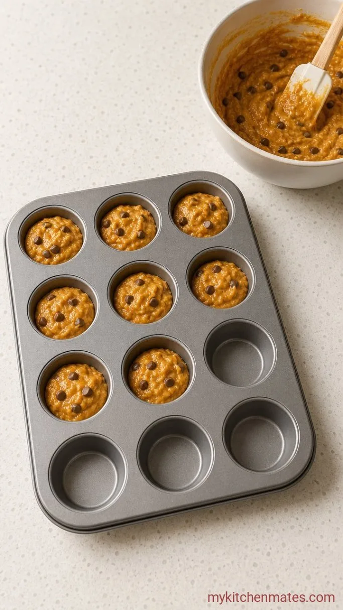 Blender Pumpkin Oatmeal Muffins Step 3: Pour the Batter