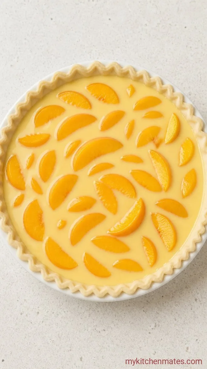 Step 3: Pour the Custard Over the Peaches