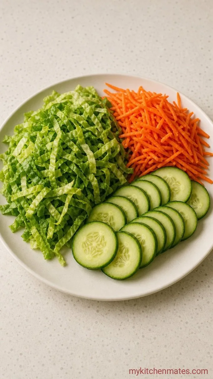 Quick Sweet Chili Chicken Wraps Step 3: Prep the Crunchy Veggies