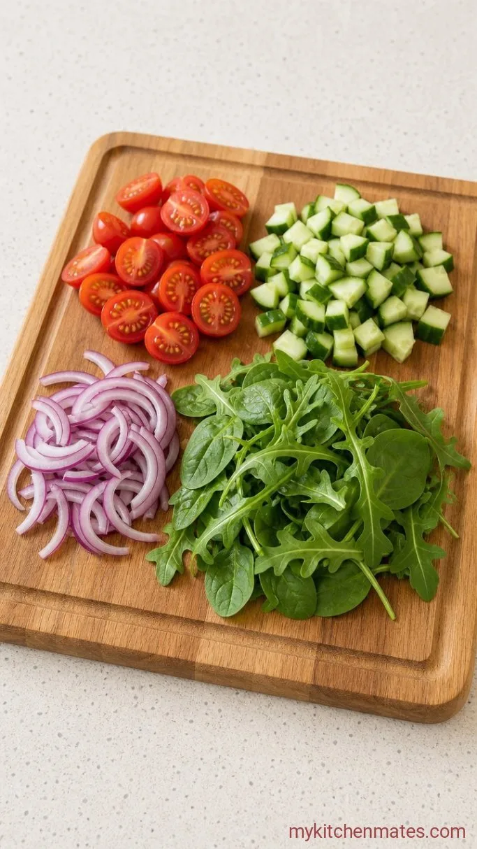 Crunchy Roasted Chickpea Salad with Lemon-Tahini Dressing Step 3: Prep the Vegetables