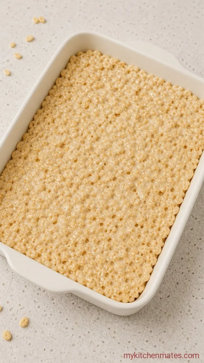 No-Bake Vegan Rice Crispy Treats (5 Ingredients) Step 3: Press into the Pan