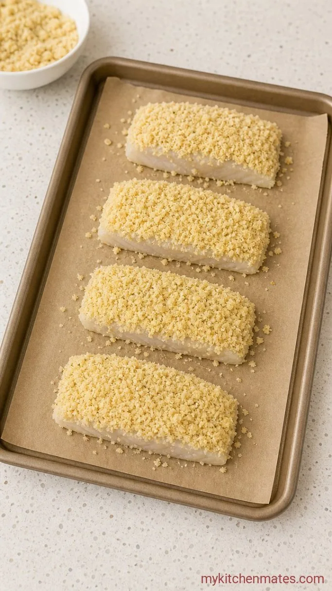 Crispy Baked Panko Crusted Cod Step 3: Press the Crust onto the Fish